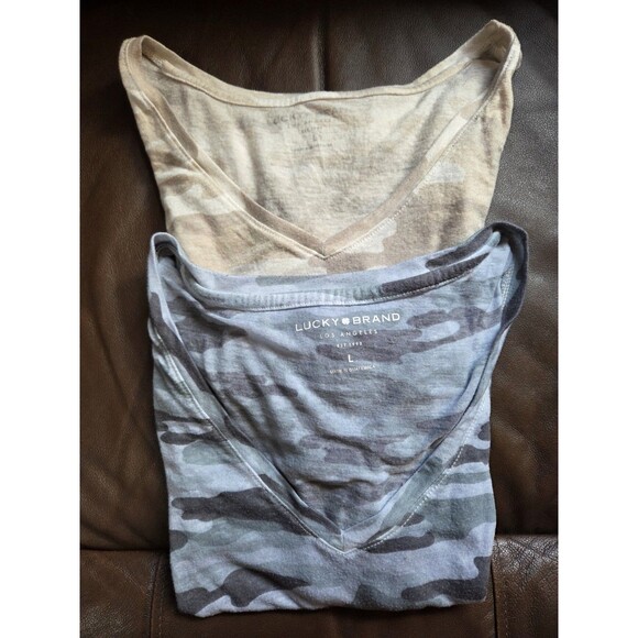 Lucky Brand Tops - Lucky Brand Women Large Gray and Beige Camo Tops Shirts, Large, Set of 2